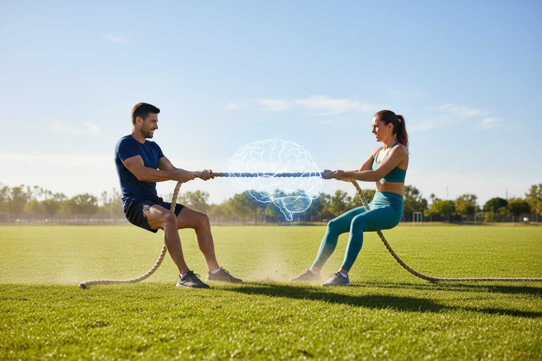 Athletes in a tug-of-war representing grit, perseverance, and mental strength